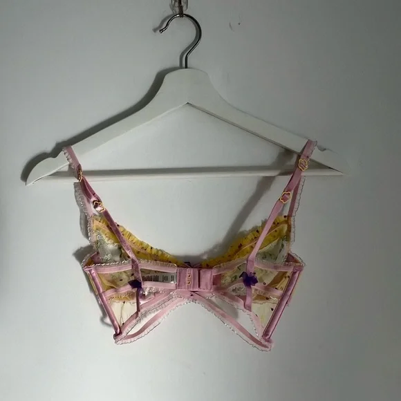 For Love And Lemons Pink and Yellow Lace Bralette - Picture 6 of 8